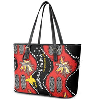 Papua New Guinea 50th Independence Leather Tote Bag PNG Batik Pattern LT01 - Polynesian Pride
