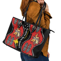 Papua New Guinea 50th Independence Leather Tote Bag PNG Batik Pattern LT01 - Polynesian Pride