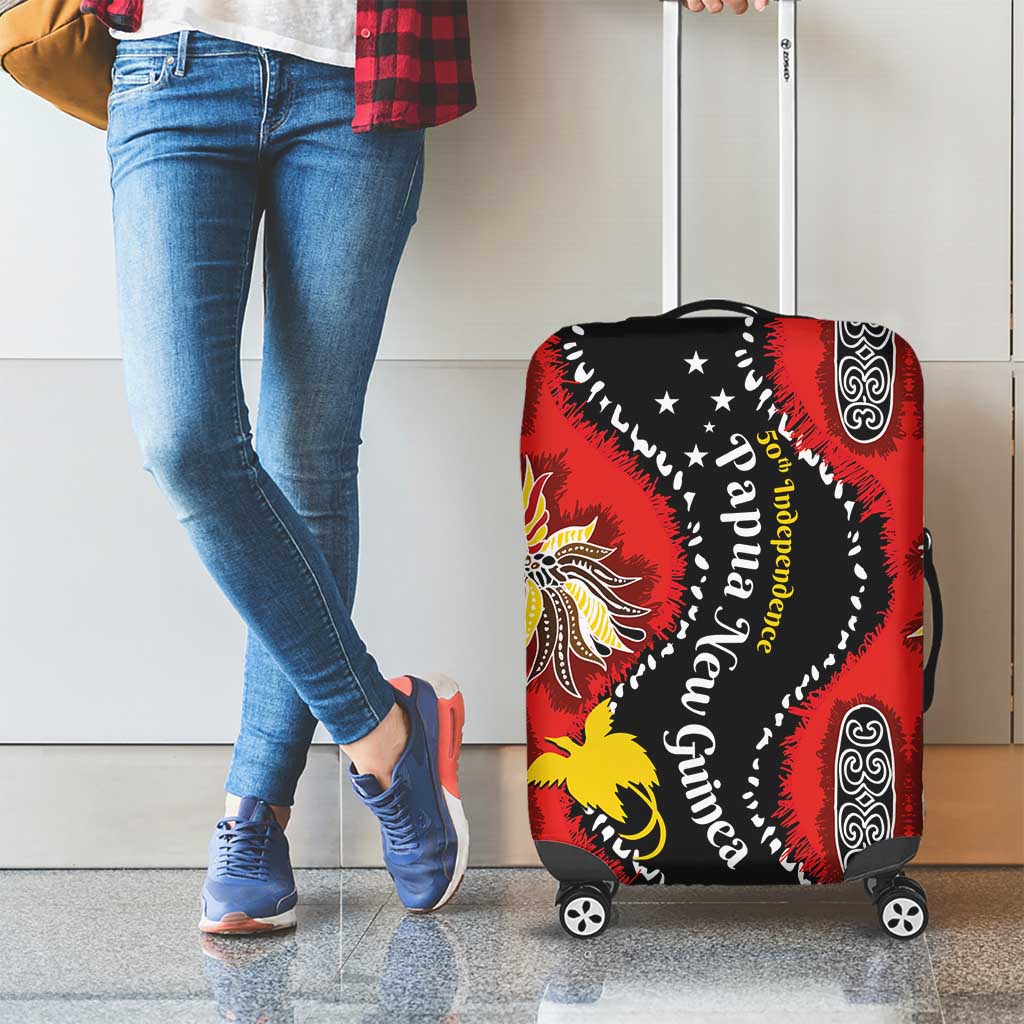 Papua New Guinea 50th Independence Luggage Cover PNG Batik Pattern - Polynesian Pride