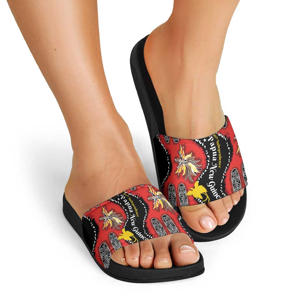 Papua New Guinea 50th Independence Slide Sandals PNG Batik Pattern - Polynesian Pride