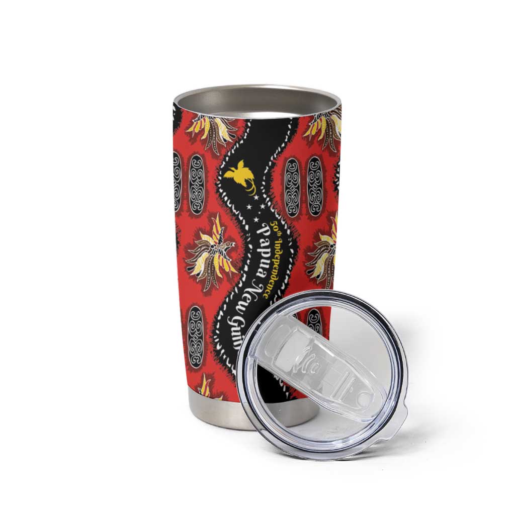 Papua New Guinea 50th Independence Tumbler Cup PNG Batik Pattern - Polynesian Pride
