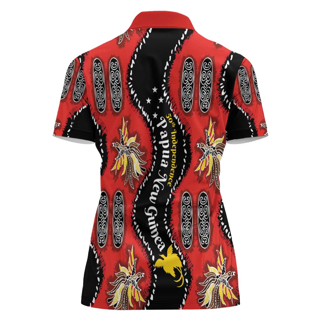 Papua New Guinea 50th Independence Women Polo Shirt PNG Batik Pattern - Polynesian Pride