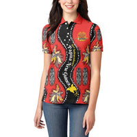 Papua New Guinea 50th Independence Women Polo Shirt PNG Batik Pattern - Polynesian Pride