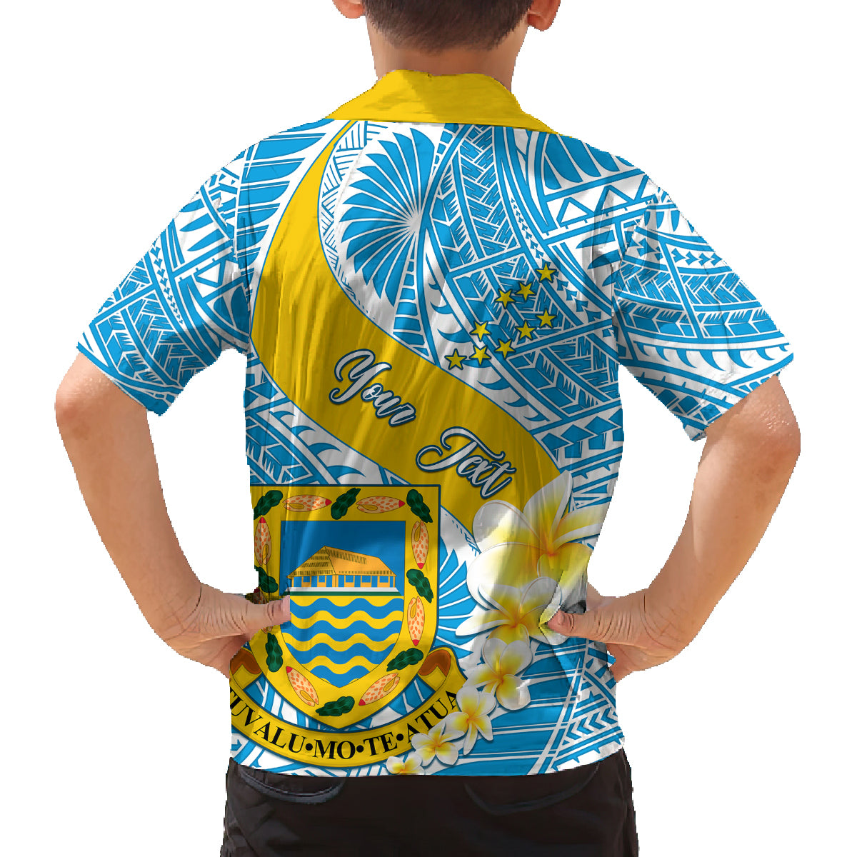 Personalised Tuvalu Independence Day Family Matching Off Shoulder Maxi Dress and Hawaiian Shirt Plumeria 45th Anniversary LT01 - Polynesian Pride