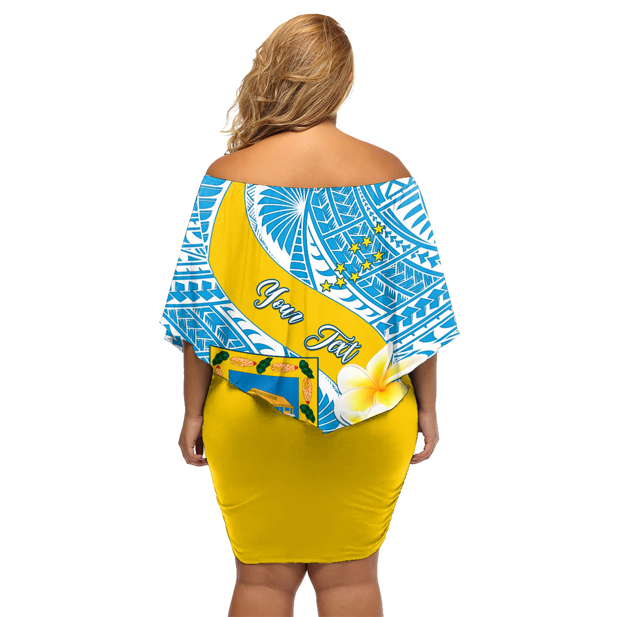 Personalised Tuvalu Independence Day Family Matching Off Shoulder Short Dress and Hawaiian Shirt Plumeria 45th Anniversary LT01 - Polynesian Pride
