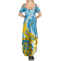 Personalised Tuvalu Independence Day Family Matching Summer Maxi Dress and Hawaiian Shirt Plumeria 45th Anniversary LT01 - Polynesian Pride