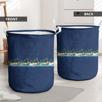 Hawaii Santa Riding Sea Turtle Laundry Basket Mele Kalikimaka Polynesian Pattern - Polynesian Pride