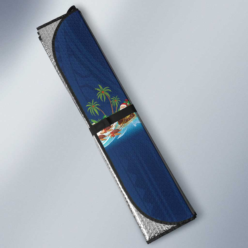 Hawaii Santa Riding Sea Turtle Auto Sun Shade Mele Kalikimaka Polynesian Pattern LT01 - Polynesian Pride