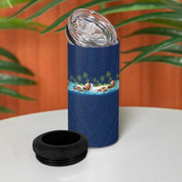 Hawaii Santa Riding Sea Turtle 4 in 1 Can Cooler Tumbler Mele Kalikimaka Polynesian Pattern LT01 - Polynesian Pride