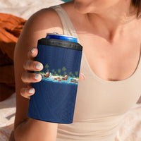 Hawaii Santa Riding Sea Turtle 4 in 1 Can Cooler Tumbler Mele Kalikimaka Polynesian Pattern LT01 - Polynesian Pride