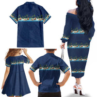Hawaii Santa Riding Sea Turtle Family Matching Off The Shoulder Long Sleeve Dress and Hawaiian Shirt Mele Kalikimaka Polynesian Pattern LT01 - Polynesian Pride