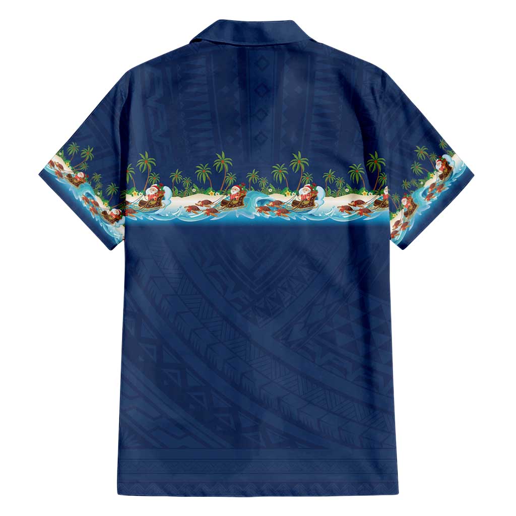 Hawaii Santa Riding Sea Turtle Family Matching Off Shoulder Maxi Dress and Hawaiian Shirt Mele Kalikimaka Polynesian Pattern LT01 - Polynesian Pride
