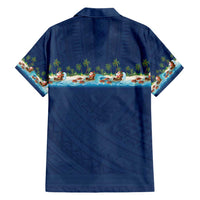 Hawaii Santa Riding Sea Turtle Family Matching Off Shoulder Maxi Dress and Hawaiian Shirt Mele Kalikimaka Polynesian Pattern LT01 - Polynesian Pride