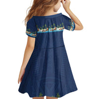 Hawaii Santa Riding Sea Turtle Family Matching Short Sleeve Bodycon Dress and Hawaiian Shirt Mele Kalikimaka Polynesian Pattern LT01 - Polynesian Pride