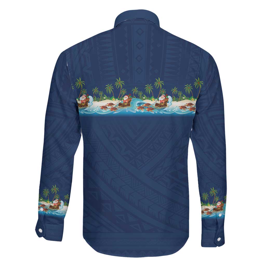 Hawaii Santa Riding Sea Turtle Family Matching Short Sleeve Bodycon Dress and Hawaiian Shirt Mele Kalikimaka Polynesian Pattern LT01 - Polynesian Pride