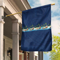 Hawaii Santa Riding Sea Turtle Garden Flag Mele Kalikimaka Polynesian Pattern LT01 House Flag Blue - Polynesian Pride