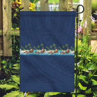 Hawaii Santa Riding Sea Turtle Garden Flag Mele Kalikimaka Polynesian Pattern LT01 Garden Flag Blue - Polynesian Pride
