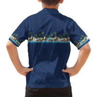 Hawaii Santa Riding Sea Turtle Kid Hawaiian Shirt Mele Kalikimaka Polynesian Pattern LT01 - Polynesian Pride