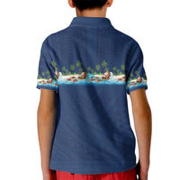 Hawaii Santa Riding Sea Turtle Kid Polo Shirt Mele Kalikimaka Polynesian Pattern LT01 - Polynesian Pride