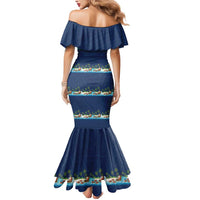 Hawaii Santa Riding Sea Turtle Mermaid Dress Mele Kalikimaka Polynesian Pattern - Polynesian Pride