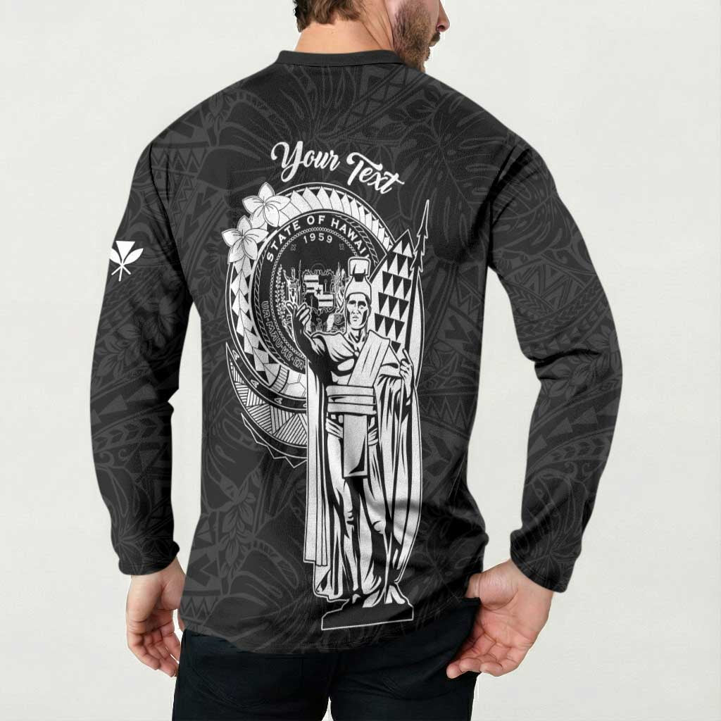 Personalized Hawaii King Kamehameha Button Sweatshirt Flag Polynesian Pattern
