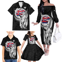 Personalized Hawaii King Kamehameha Family Matching Off The Shoulder Long Sleeve Dress and Hawaiian Shirt Flag Polynesian Pattern LT01 - Polynesian Pride
