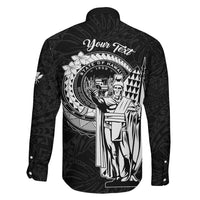 Personalized Hawaii King Kamehameha Family Matching Off The Shoulder Long Sleeve Dress and Hawaiian Shirt Flag Polynesian Pattern LT01 - Polynesian Pride