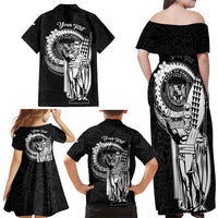 Personalized Hawaii King Kamehameha Family Matching Off Shoulder Maxi Dress and Hawaiian Shirt Flag Polynesian Pattern LT01 - Polynesian Pride