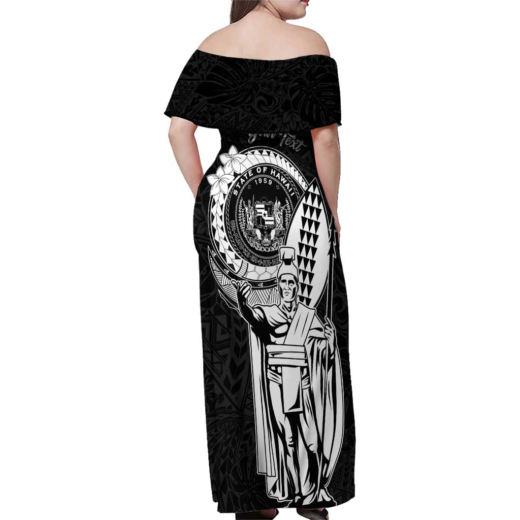 Personalized Hawaii King Kamehameha Family Matching Off Shoulder Maxi Dress and Hawaiian Shirt Flag Polynesian Pattern LT01 - Polynesian Pride
