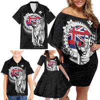 Personalized Hawaii King Kamehameha Family Matching Off Shoulder Short Dress and Hawaiian Shirt Flag Polynesian Pattern LT01 - Polynesian Pride