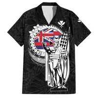 Personalized Hawaii King Kamehameha Family Matching Off Shoulder Short Dress and Hawaiian Shirt Flag Polynesian Pattern LT01 Dad's Shirt - Short Sleeve Black - Polynesian Pride
