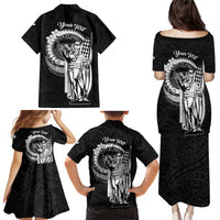 Personalized Hawaii King Kamehameha Family Matching Puletasi and Hawaiian Shirt Flag Polynesian Pattern