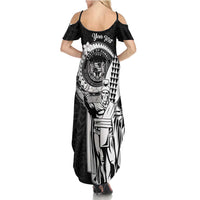 Personalized Hawaii King Kamehameha Family Matching Summer Maxi Dress and Hawaiian Shirt Flag Polynesian Pattern