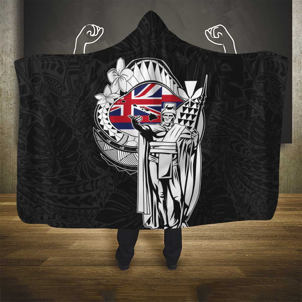 Hawaii King Kamehameha Hooded Blanket Flag Polynesian Pattern