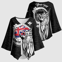 Personalized Hawaii King Kamehameha Kimono Sleeve Blouse Flag Polynesian Pattern
