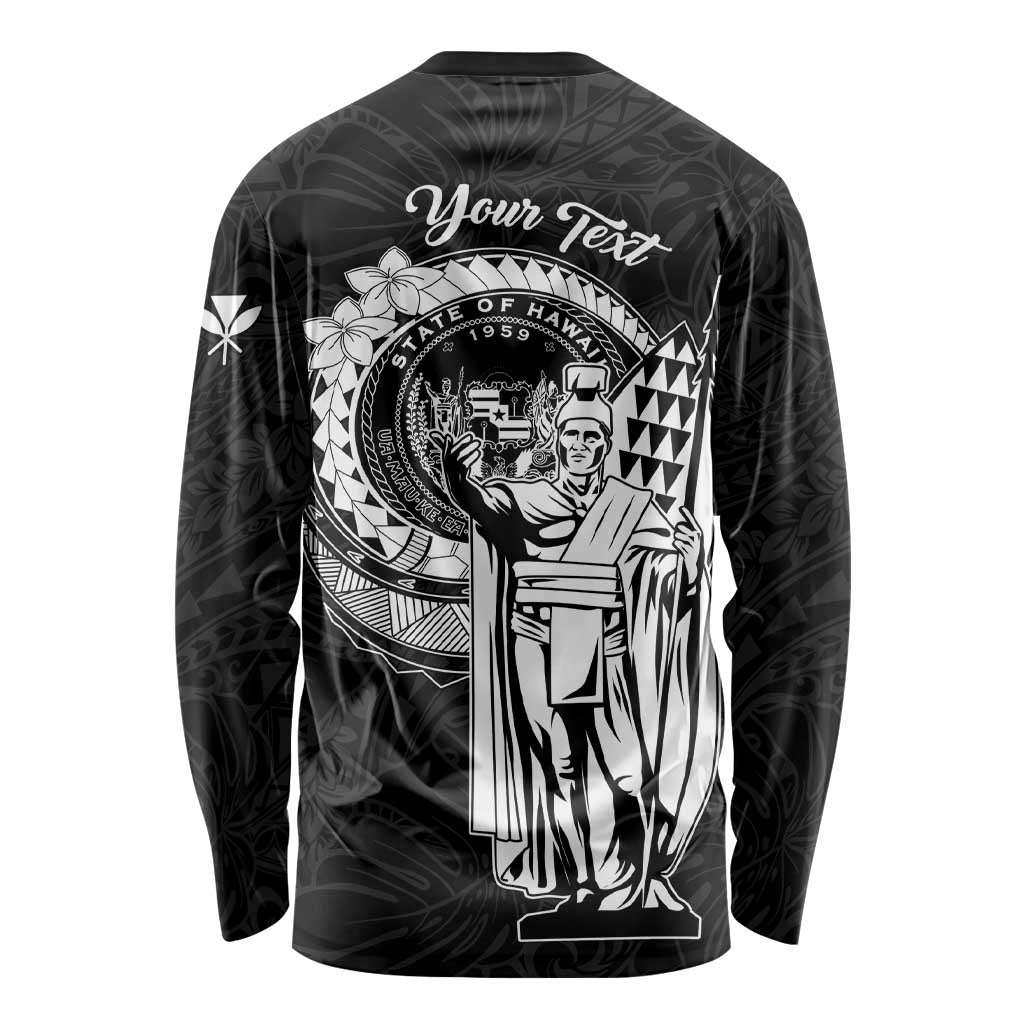 Personalized Hawaii King Kamehameha Long Sleeve Shirt Flag Polynesian Pattern