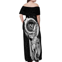 Personalized Hawaii King Kamehameha Off Shoulder Maxi Dress Flag Polynesian Pattern