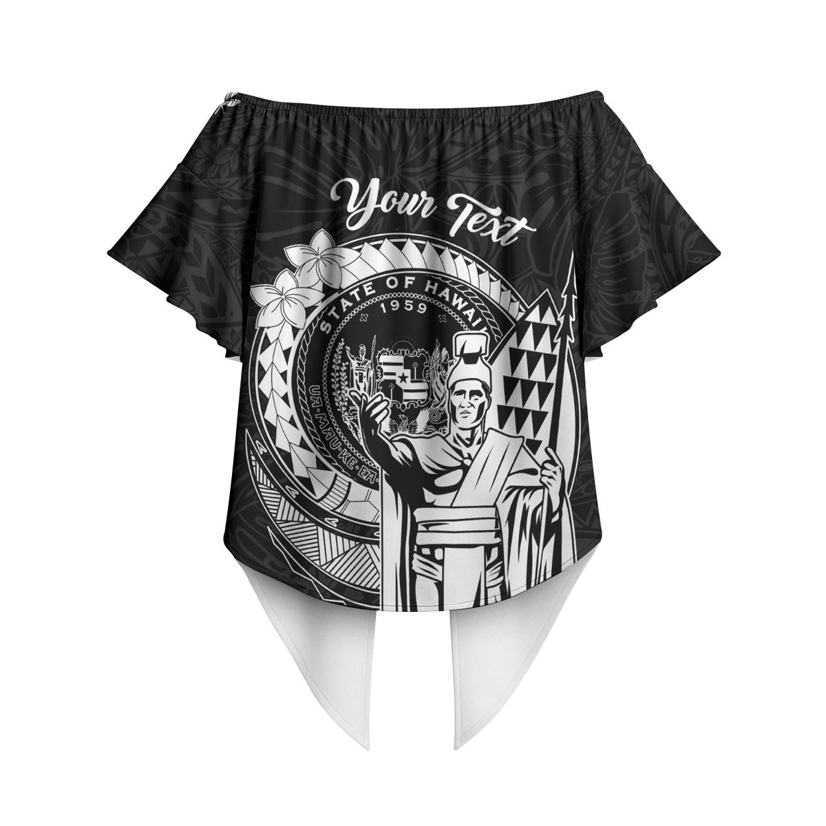 Personalized Hawaii King Kamehameha Off Shoulder Wrap Waist Top Flag Polynesian Pattern LT01 - Polynesian Pride