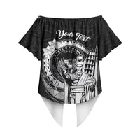 Personalized Hawaii King Kamehameha Off Shoulder Wrap Waist Top Flag Polynesian Pattern LT01 - Polynesian Pride