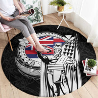 Hawaii King Kamehameha Round Carpet Flag Polynesian Pattern