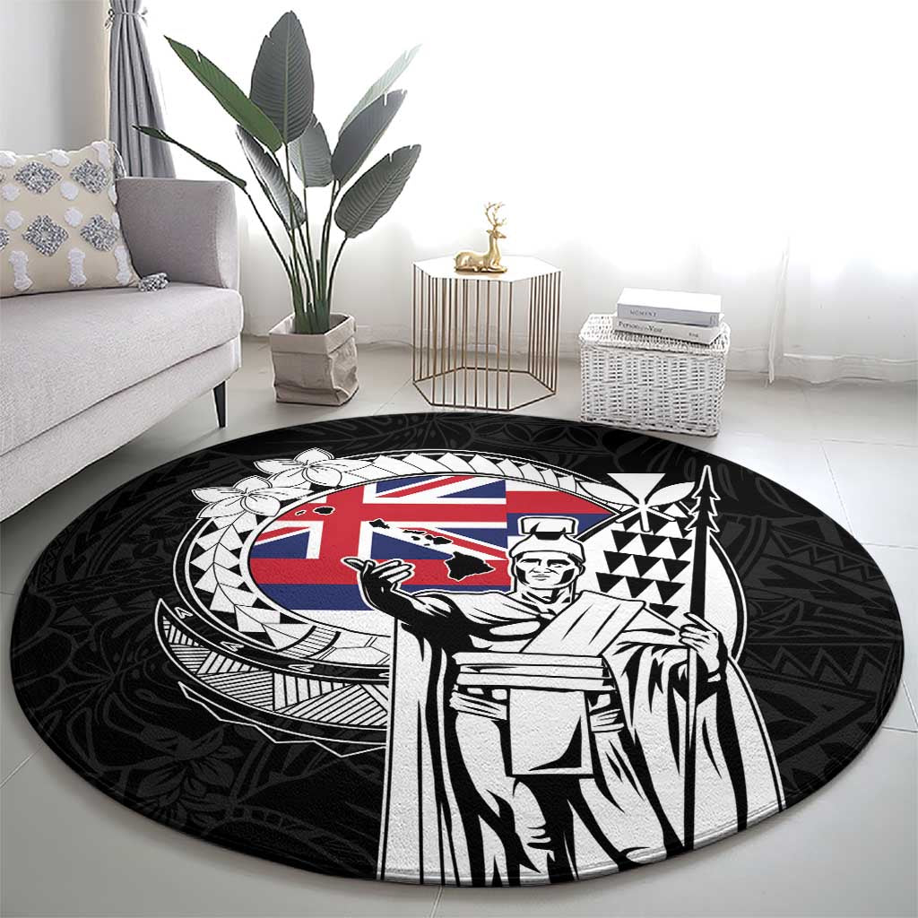 Hawaii King Kamehameha Round Carpet Flag Polynesian Pattern