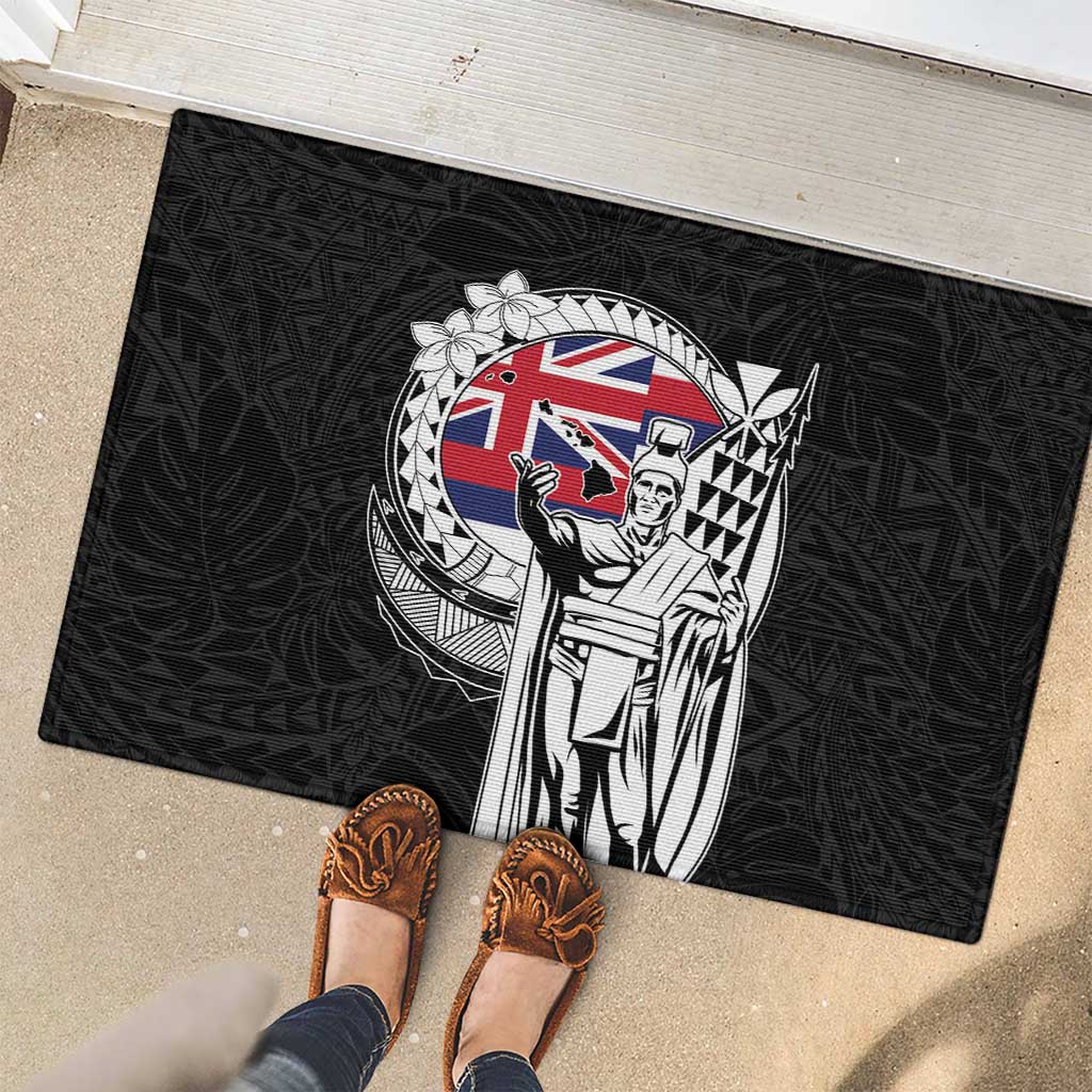 Hawaii King Kamehameha Rubber Doormat Flag Polynesian Pattern