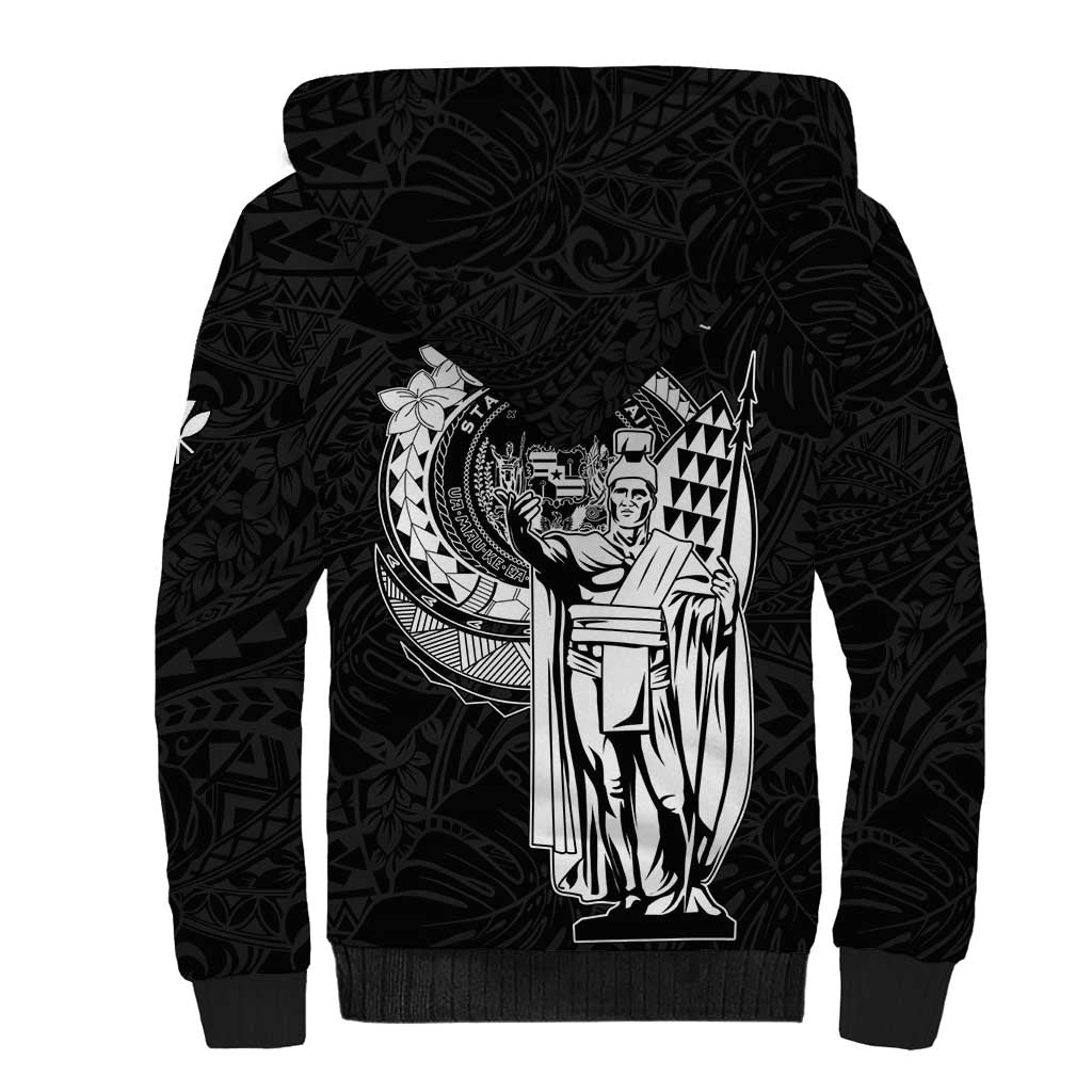 Personalized Hawaii King Kamehameha Sherpa Hoodie Flag Polynesian Pattern