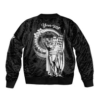 Personalized Hawaii King Kamehameha Sleeve Zip Bomber Jacket Flag Polynesian Pattern