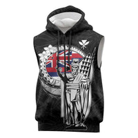 Personalized Hawaii King Kamehameha Sleeveless Zip Hoodie Flag Polynesian Pattern LT01 Black - Polynesian Pride