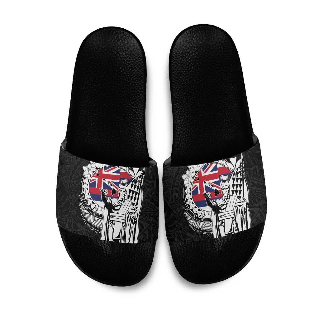 Hawaii King Kamehameha Slide Sandals Flag Polynesian Pattern