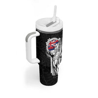 Personalized Hawaii King Kamehameha Tumbler With Handle Flag Polynesian Pattern