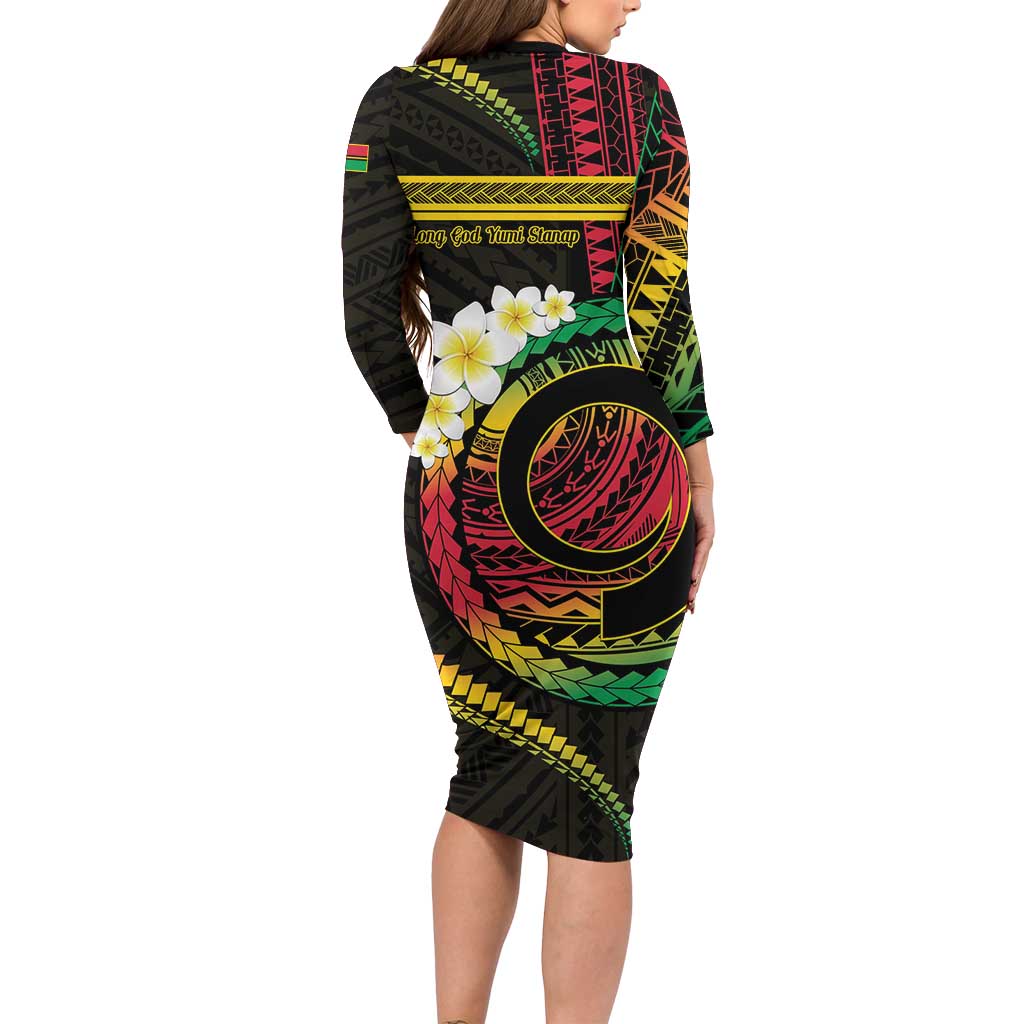 Vanuatu Independence Day Family Matching Long Sleeve Bodycon Dress and Hawaiian Shirt Yumi 45th Hapi Indipendens Dei LT01 - Polynesian Pride