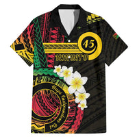 Vanuatu Independence Day Family Matching Mermaid Dress and Hawaiian Shirt Yumi 45th Hapi Indipendens Dei LT01 Dad's Shirt - Short Sleeve Black - Polynesian Pride