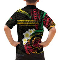 Vanuatu Independence Day Family Matching Off The Shoulder Long Sleeve Dress and Hawaiian Shirt Yumi 45th Hapi Indipendens Dei LT01 - Polynesian Pride